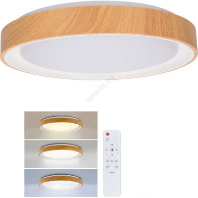 Brilagi - Димируема LED таванна лампа FLOCO LED/48W/230V Ø 40 см дърво/бяло + дистанционно управление (BG4740)