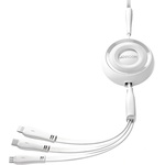 JOYROOM Универсален USB кабел с Lightning, microUSB и USB-C конектори (120 см) - Joyroom Colorful Series 3-in-1 Retractable USB Cable (бял) (S-A40)