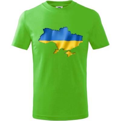 Ukrajina vlajka mapa tričko Apple Green