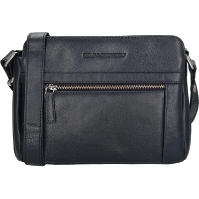 Hide & Stitches Modrá prešívaná kožená crossbody kabelka „Florenza”