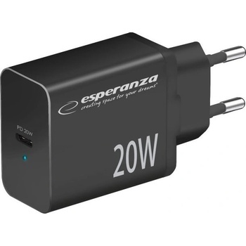 Esperanza 20W USB-C PD Esperanza мрежово зарядно устройство, черно, 1 порт ( )