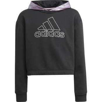 Adidas Детски суичър Adidas Winter Glam Fleece Loose Crop Hoodie Junior Girls - Black/Purple