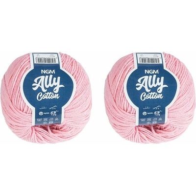 SET 2ks - Příze ALLY cotton Světle růžová BX14057 - 50g / 140 m