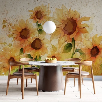 Art Gift Decor Фототапет Рисувани слънчогледи