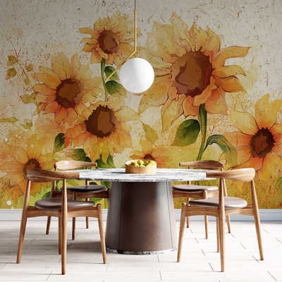 Art Gift Decor Фототапет Рисувани слънчогледи