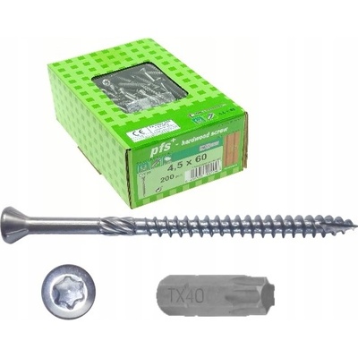 Terasový vrut 5x70 TORX T25 nerez C2 s redukovanou hlavou (200 ks/bal + BIT)