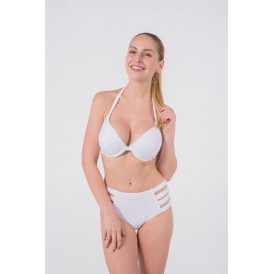 Heat Solid White Underwire Padded Push-up Retro High Waisted