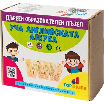 Top Kids Дървен образователен пъзел Top Kids - Уча английски (3801024042123)