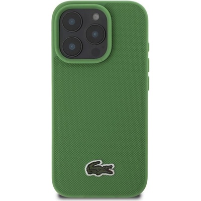Lacoste Iconic Petit Pique Woven Logo - ochranný kryt s MagSafe pro iPhone 16 Pro, zelený LCHMP16LPVCN