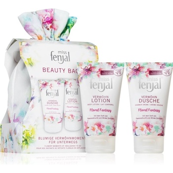 Fenjal Miss Floral Fantasy sprchový gel 75 ml + tělové mléko 75 ml + kosmetická taštička dárková sada