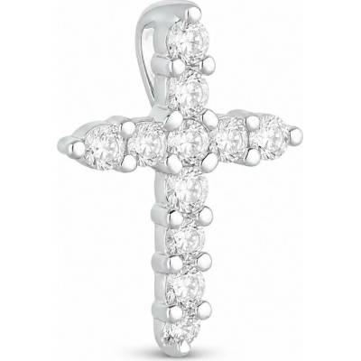 Argento Strieborný prívesok krížik číre okrúhle zirkóny 86028