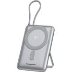 Powerton ENERGY MAGCORE безжична магнитна външна батерия 10000mAh, 1x USB-C, 22.5W, вграден USB-C кабел, Сребърна (WPAN31-3)
