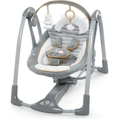 INGENUITY Hojdačka konvertibilná cestovná s melódiou Bella Teddy 0m+ do 9kg