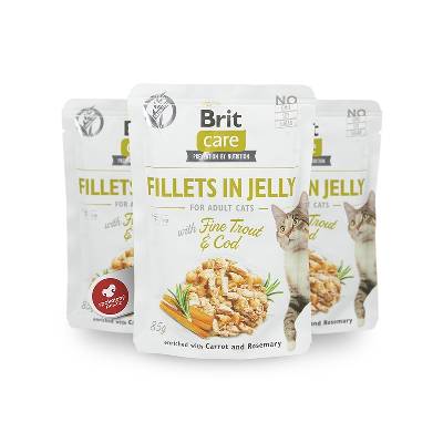 Brit Care Cat kapsička Fillets in Jelly with Trout & Cod 85 g