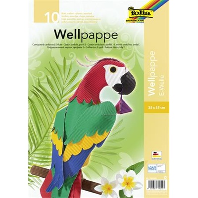 FOLIA Вълнообразен картон, 25x35 cm, 10 листа, FOLIA, смесени цветове 740409 (740409)