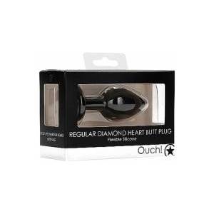 Sinner Gear Diamond Heart Model Intimate Plug Regular Silicone Black
