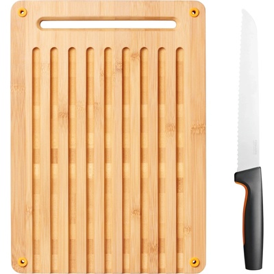 Fiskars Bambusové prkénko pro krájení chleba a nůž na krájení chleba (1057551)