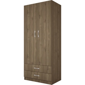 Bogdan Furniture I Двукрилен гардероб Mod 1008 с чекмеджета, Орех адмирал