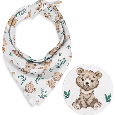 Biante detská bavlnená šatka Sandra SA-470 Medvedíky a srnčekovia na bielom