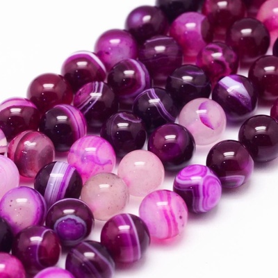 Achát růžový tmavý 4mm šňůra (84 - 90 korálků)