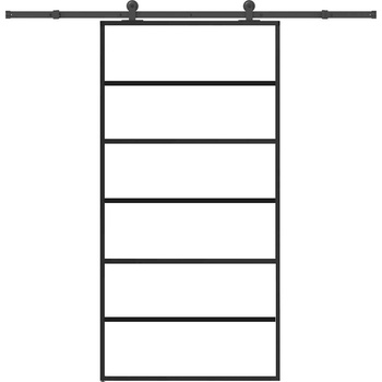 vidaXL Плъзгаща се врата с механизъм 102x205 см ESG стъкло и алуминий (3332832)
