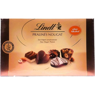 Lindt Pralinés Nougat jemné pralinky z nugátové čokoládou 7 druhů pralinek 125 g