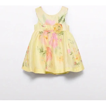 Abel & Lula Жълта разкроена рокля лен за бебе момиче с цветя Abel&Lula