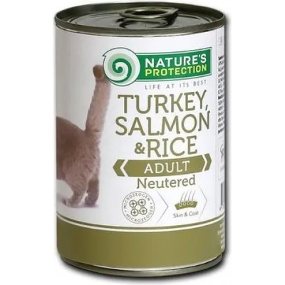 Nature's Protection CAT Turkey, Salmon & Rice консерва с пуешко месо, сьомга и ориз, за кастрирани котки, Литва - 400 гр