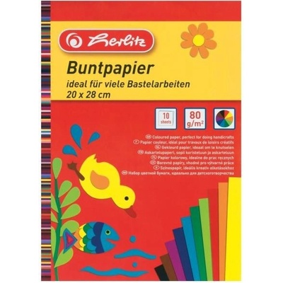 Farebný papier Herlitz 10 listov 20x28cm 80g