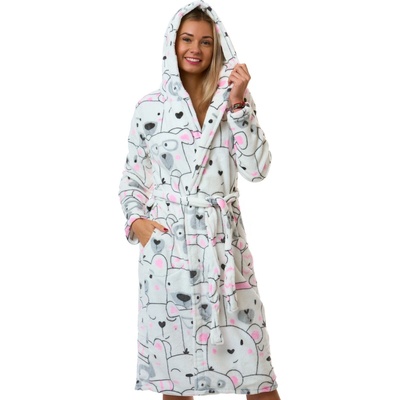 Dámský huňatý župan s kapucí bílý s motivem ledních medvědů 1Z1720 bílá – Zbozi.Blesk.cz