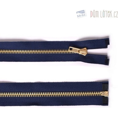 Zip mosadzný deliteľný tmavomodrý 30 cm
