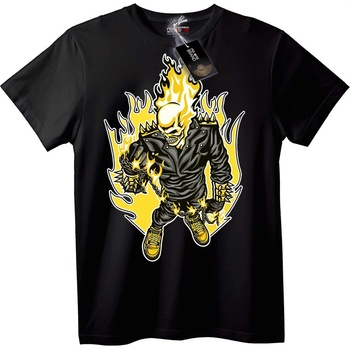 NOONEBRAND Тениска с горящ байкърски череп - XL, Black