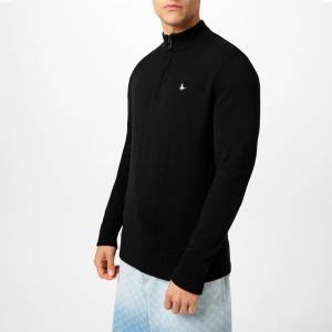 Jack Wills Пуловер Jack Wills Jack Funnel Neck Half Zip Jumper Men - Black