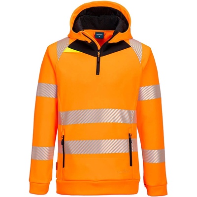 Portwest hi-vis dx482 / Светлоотразителен суичър с 1/4 цип - hv оранжев/черен l (dx482obrl)