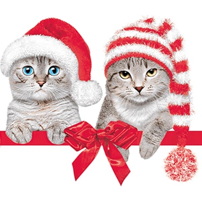 Maki ubrousky vánoční Lovely Cats in Christmas Hats 3V 33x33 cm 20 ks