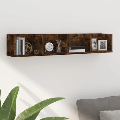 vidaXL CD стенен рафт, опушен дъб, 100x18x18 см, инженерно дърво (826617)