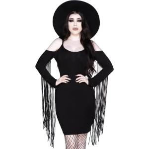 KILLSTAR дамска рокля KILLSTAR - Nix Fringe - Черен - KSRA003313