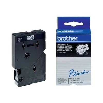 Brother, TC-101, 12mm, čierna tlač/priesvitný podklad, O TC101