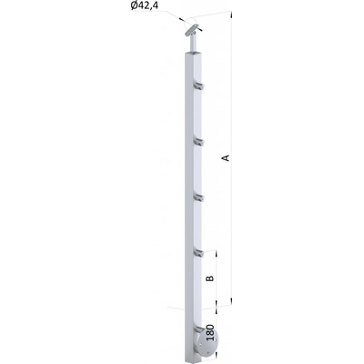 Nerezový sloup, boční kotvení, 4řadový průchozí, vnitřní