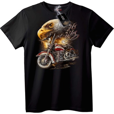 NOONEBRAND Тениска Орел и Мотоциклет - 6XL, Black