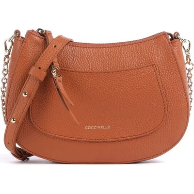 Coccinelle CE kožená crossbody kabelka hnědá