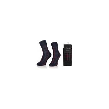Intenso elegantní pánské vysoké ponožky Vzor 16 Mřížky červeno černé