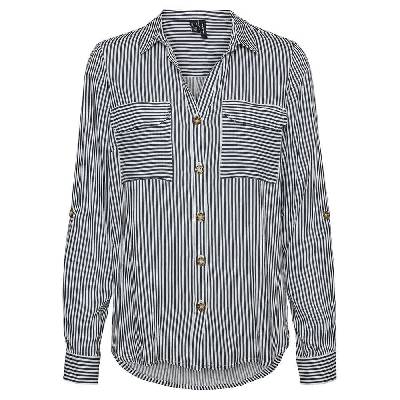 Риза с дълъг ръкав Vero moda Bumpy New Tall long sleeve shirt - Blue (Snow White / Stripes India Ink)