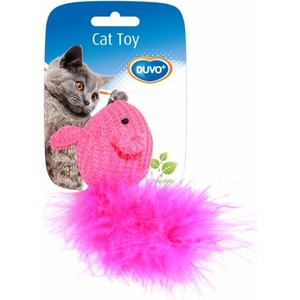 Duvoplus Assortment Of Mice Wool - Котешка играчка - вълнена мишка с опашка от перо 10x6x4 см. синя/розова