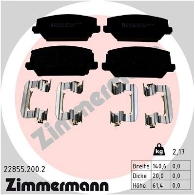 ZIMMERMANN Sada brzdových platničiek kotúčovej brzdy 22855.200.2