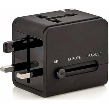 Techsuit Travel Adapter (HHT148) 20W - захранване с USB-C и USB-A изходи и преходници за цял свят в едно устройство за мобилни устройства (черен)