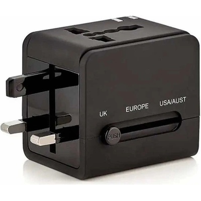 Techsuit Travel Adapter (HHT148) 20W - захранване с USB-C и USB-A изходи и преходници за цял свят в едно устройство за мобилни устройства (черен)