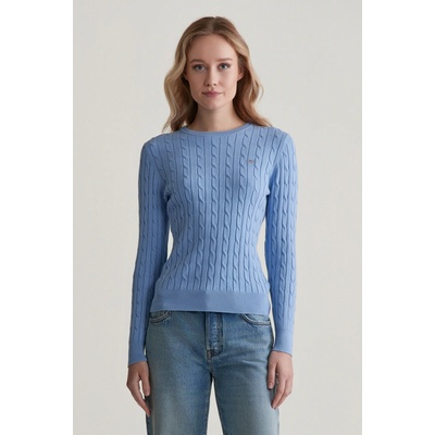 Gant STRETCH COTTON CABLE C-NECK modrá