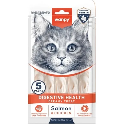Wanpy Cat Digestive Health кремообразно лакомство за добро храносмилане 5х14gr