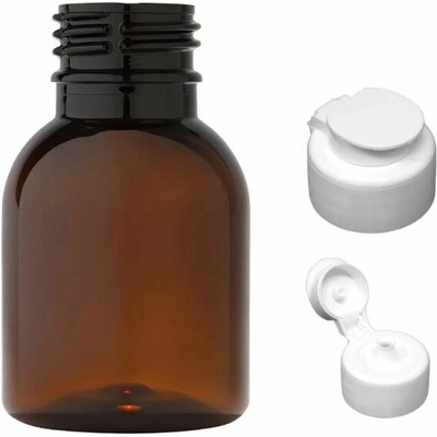 Tera Plastová lahvička hnědá s bílým dávkovacím víčkem 50 ml